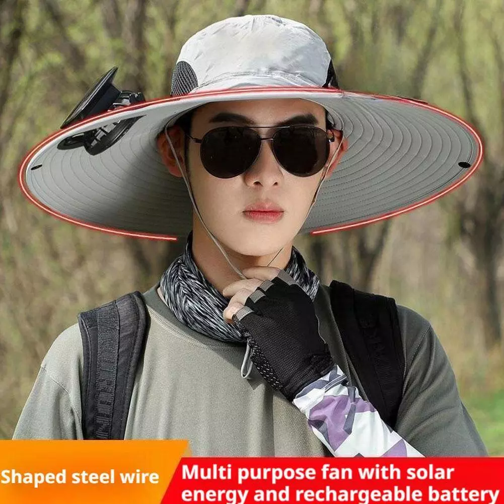 Solar Fan Hat Anti-ultraviolet Hat Breathable and Quick-drying Fabric Fan Detachable Waterproof for Travelling and Fishing